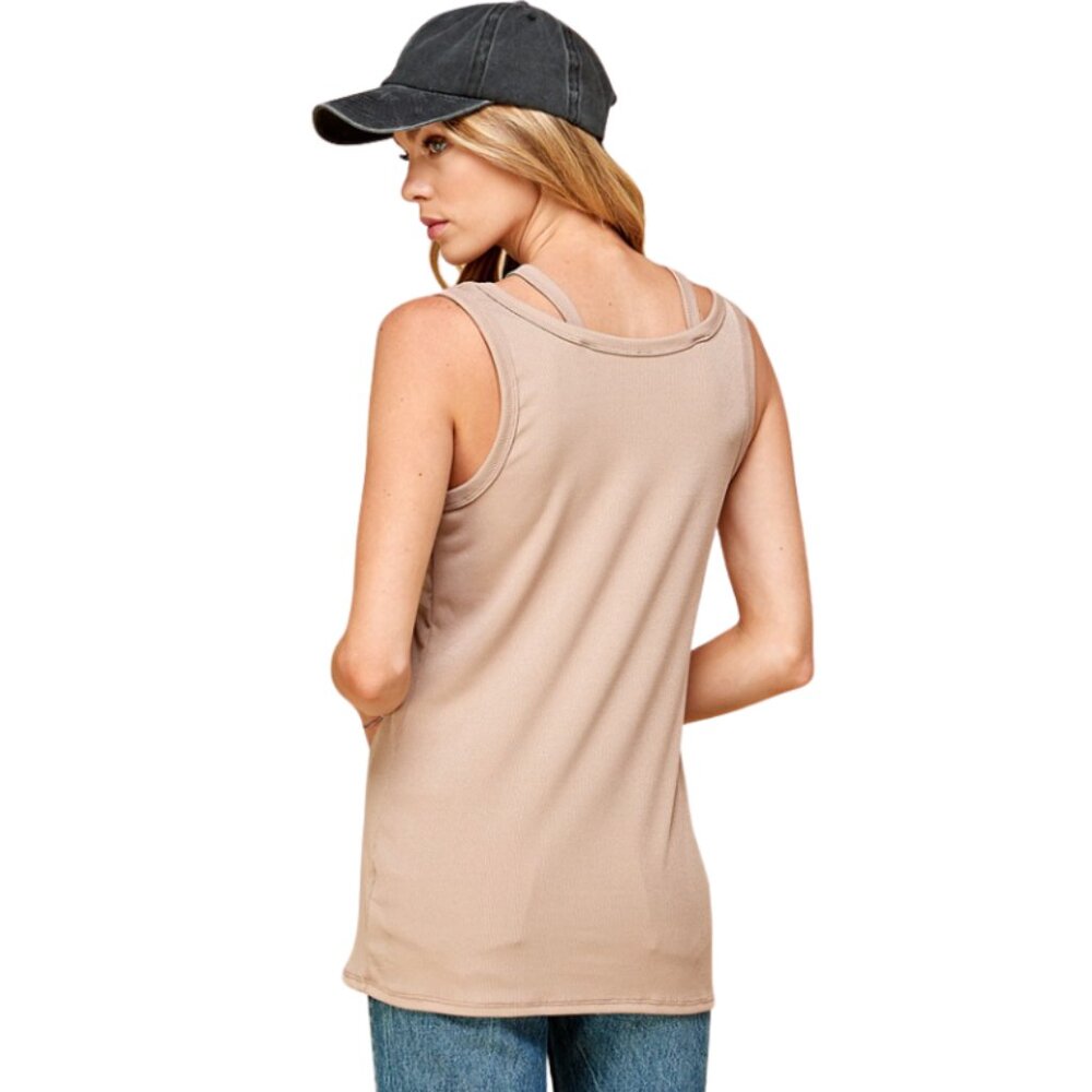 Layered Tank In Tan - Picture 3 of 3